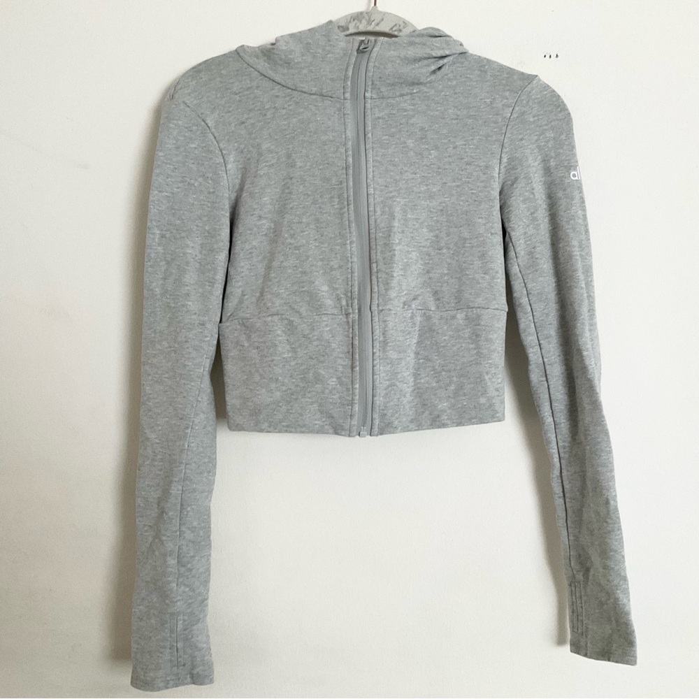 Alo Yoga Sway Full Zip Hoodie Athletic Heather Grey M - Picture 5 of 14